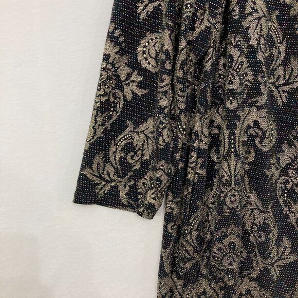 Jessica Howard size 18W Black Brown Damask Print Stretch Knit Dress Office - Picture 4 of 11